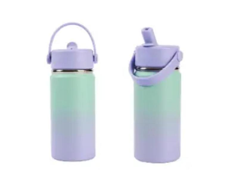 BORRACCIA BOTTIGLIA TERMICA 400 ML CON MANICO SFUMATA VERDE ACQUA/LILLA