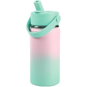 BORRACCIA BOTTIGLIA TERMICA 400 ML CON MANICO SFUMATA ROSA/VERDE ACQUA