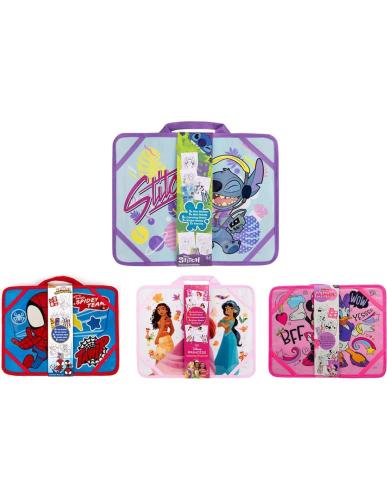 DISNEY SET DA COLORARE DA VIAGGIO 4 MODELLI STITCH, SPIDEY, PRINCIPESSE E MINNIE
