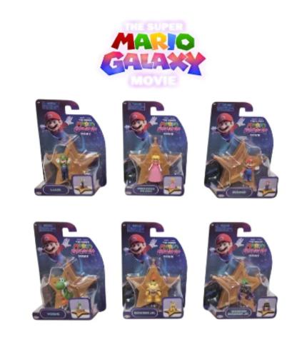 SUPER MARIO GALAXY MOVIE - MINI PERSONAGGI CON STELLA DELLE GALASSIE ASSORTITI