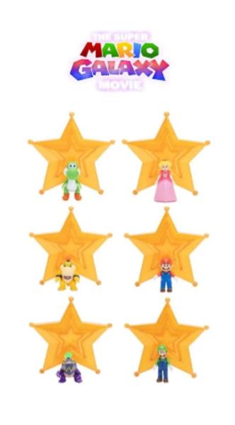 SUPER MARIO GALAXY MOVIE - MINI PERSONAGGI CON STELLA DELLE GALASSIE ASSORTITI