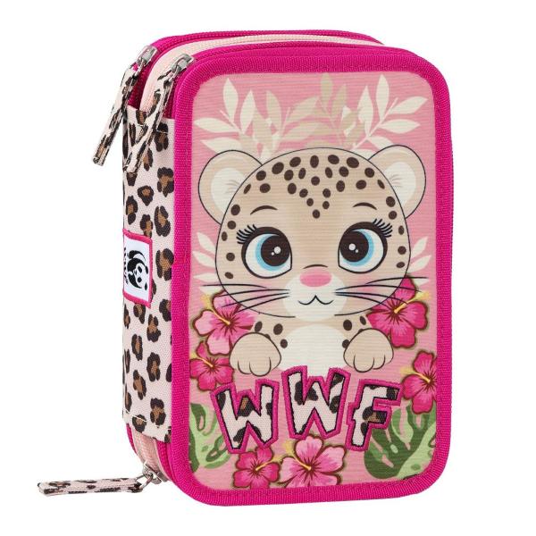 ASTUCCIO 3 ZIP CORREDO WWF ILLUSTRATO LEOPARDO