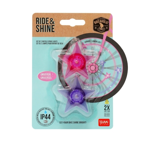 RIDE & SHINE - SET DI 2 LUCI PER RAGGI CERCHI BICICLETTA UNICORNO