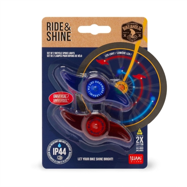 RIDE & SHINE - SET DI 2 LUCI PER RAGGI CERCHI BICICLETTA SPACE