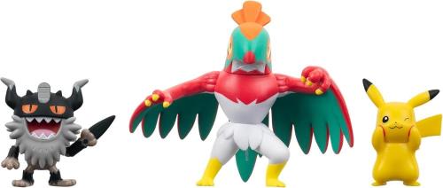 POKEMON BATTLE FIGURE SET 3 PERSONAGGI - PERRSERKER + HAWLUCHA + PIKACHU