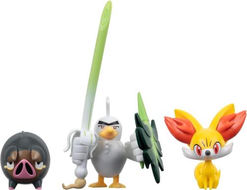 POKEMON BATTLE FIGURE SET 3 PERSONAGGI - LECHONK + SIRFETCH'D + FENNEKIN
