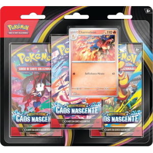 CARTE POKEMON M1 MEGAEVOLUZIONE CAOS NASCENTE BLISTER 3 BUSTINE E UNA CARTA OLOGRAFICA