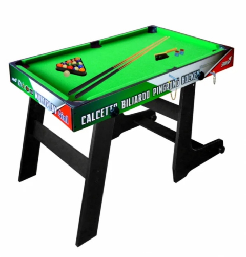 TAVOLO MULTIGIOCO CALCETTO, BILIARDO, PING PONG, HOCKEY 4 IN 1 TRICOLORE