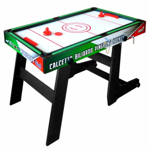 TAVOLO MULTIGIOCO CALCETTO, BILIARDO, PING PONG, HOCKEY 4 IN 1 TRICOLORE