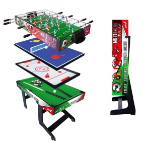 TAVOLO MULTIGIOCO CALCETTO, BILIARDO, PING PONG, HOCKEY 4 IN 1 TRICOLORE