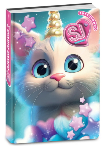DIARIO AGENDA 10 MESI GATTO BIANCO CON CORNO # SJ GANG CARTOTECNICA ANIMALI GIRL DATATO