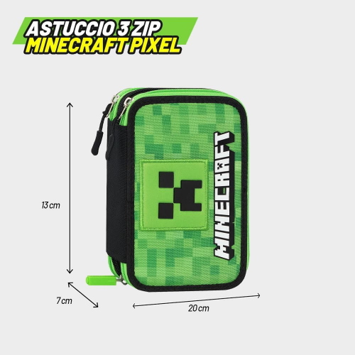ASTUCCIO 3 ZIP CORREDO PIXEL MINECRAFT