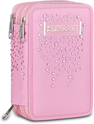 ASTUCCIO 3 ZIP SEVEN ROSA CON STRASS