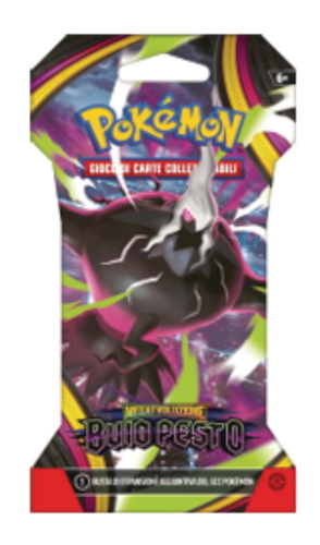 CARTE POKEMON - BUSTINA SINGOLA IN CARTONE 10 CARTE IN ESPANSIONE BUIO PESTO