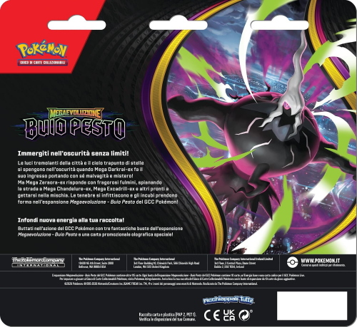 CARTE POKEMON MEGAEVOLUZIONE BUIO PESTO 3 PACK BLISTER