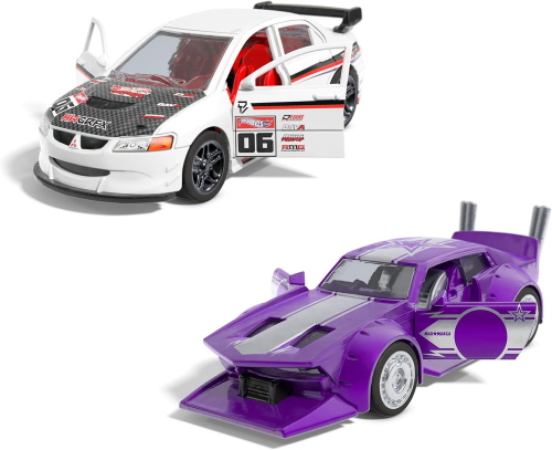 HOT WHEELS 2 VEICOLI CON RETROCARICA MAD MANGA & LANCER EVOLUTION IX