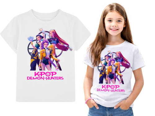 T-SHIRT MAGLIETTA MANICHE CORTE KIDS K-POP DEMON HUNTERS TAGLIA 10/11 ANNI