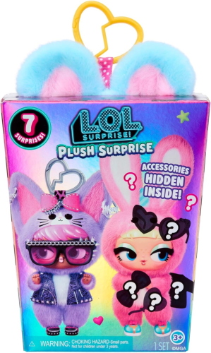 L.O.L. SURPRISE PLUSH SURPRISE 7 ARTICOLI INCLUSI, PELUCHE DA COLLEZIONE CON PORTACHIAVI, 6 STILI DA COLLEZIONARE
