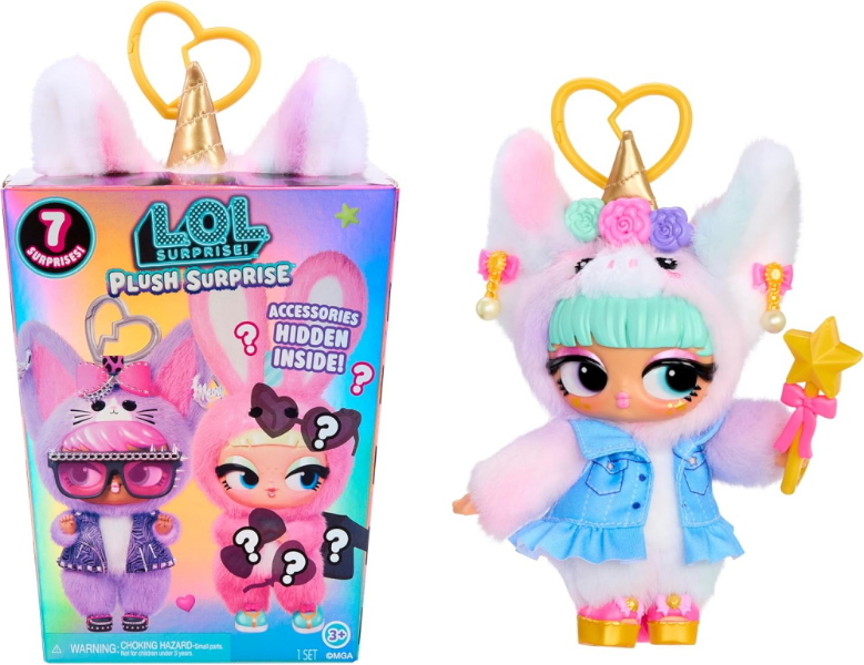 L.O.L. SURPRISE PLUSH SURPRISE 7 ARTICOLI INCLUSI, PELUCHE DA COLLEZIONE CON PORTACHIAVI, 6 STILI DA COLLEZIONARE