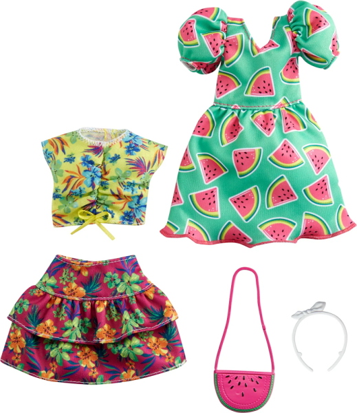 BARBIE LOOK COMPLETI OUTFIT GONNA E TOP FLOREALI / VESTITO ANGURIA