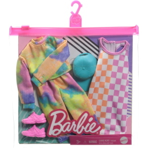 BARBIE LOOK COMPLETI OUTFIT TUTA ARCOBALENO / VESTITO A QUADRI