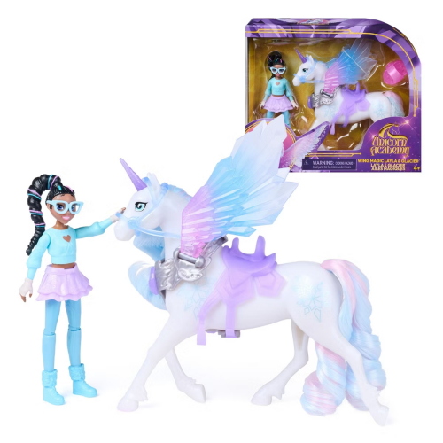 UNICORN ACADEMY SMALL DOLL BAMBOLA CON CAVALLO LAYLA AND GLACIER TEMA GEMS & WINGS