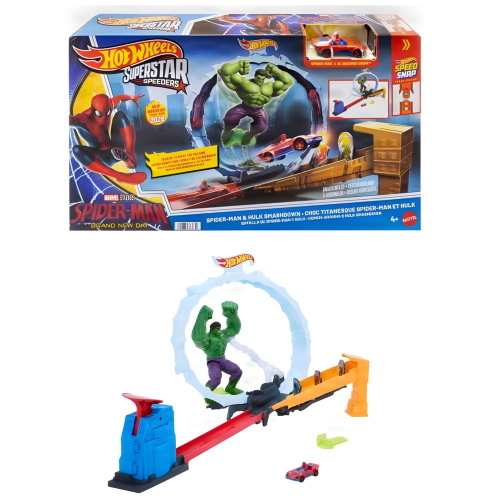 HOT WHEELS PISTA MARVEL SPEEDERS SPIDERMAN BRAND NEW DAY CON HULK