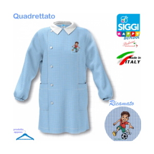 GREMBIULE CASACCA BAMBINO A QUADRI FANTASIA CALCIO MISURA 5 ANNI