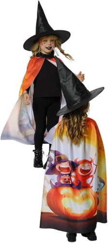 SET COSTUME DA STREGA MANTELLO E CAPPELLO