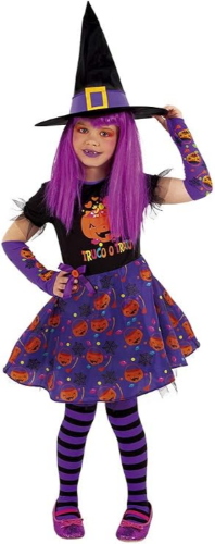 COSTUME STREGA TRUCOTRATO BIMBA TAGLIA 8-10 ANNI