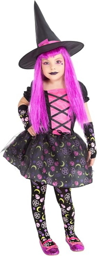 COSTUME STREGA MOONLIGHT ROSA BIMBA TAGLIA L 8-10 ANNI