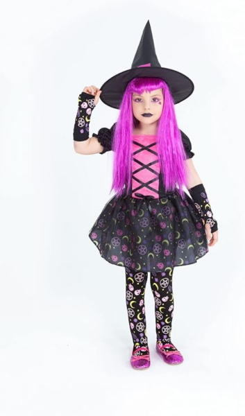 COSTUME STREGA MOONLIGHT ROSA BIMBA TAGLIA L 8-10 ANNI
