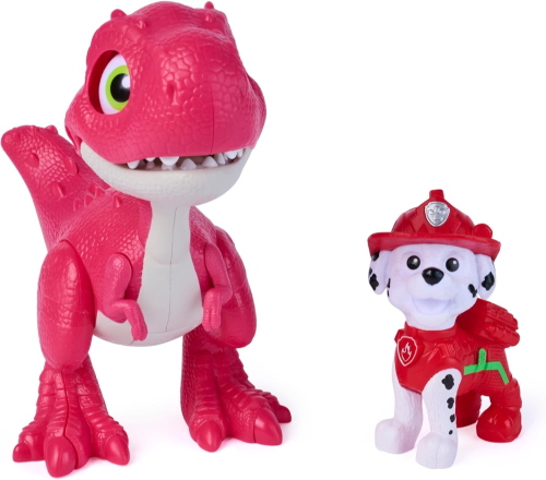 PAW PATROL DINO MOVIE CUCCIOLI RUGGENTI DINOSAURO RHUBARB CON MARSHALL