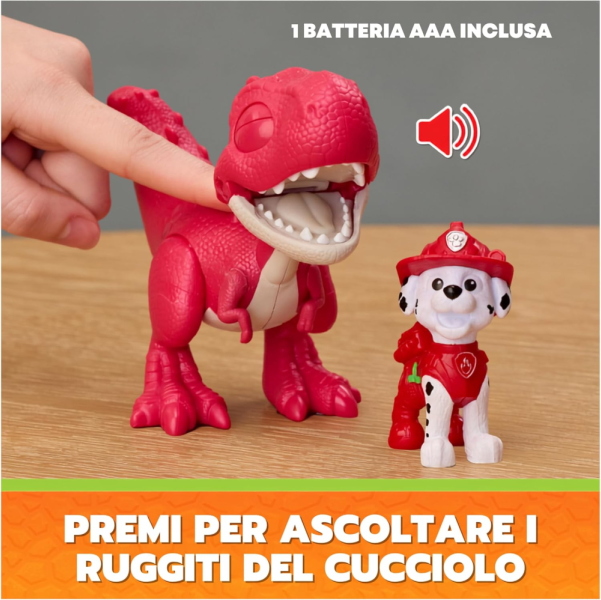 PAW PATROL DINO MOVIE CUCCIOLI RUGGENTI DINOSAURO RHUBARB CON MARSHALL