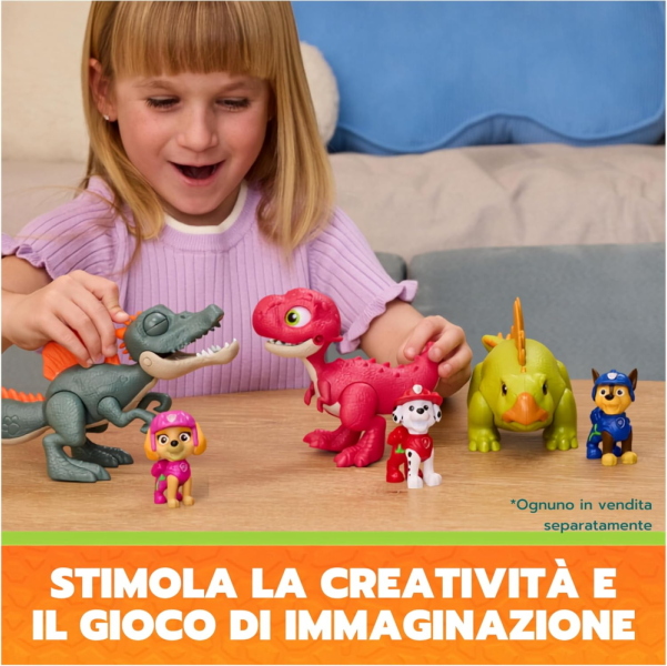 PAW PATROL DINO MOVIE CUCCIOLI RUGGENTI DINOSAURO RHUBARB CON MARSHALL