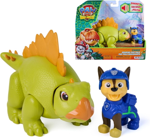 PAW PATROL DINO MOVIE CUCCIOLI RUGGENTI DINOSAURO STEGOSAURO CON CHASE
