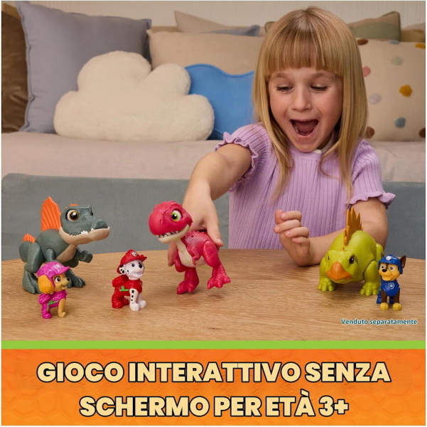 PAW PATROL DINO MOVIE CUCCIOLI RUGGENTI DINOSAURO STEGOSAURO CON CHASE