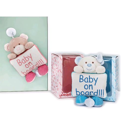 PELUCHE BABY ON BOARD BIMBO A BORDO ZEROTRE ROSA O AZZURRO