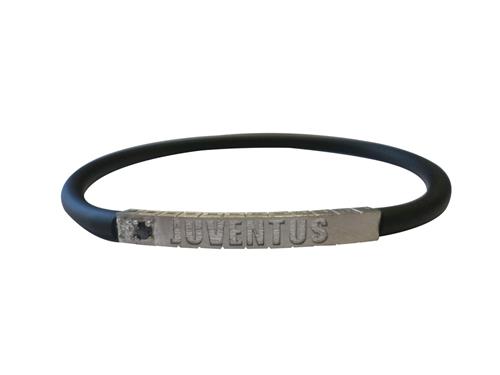 Prodotto: LWJUBR002 - BRACCIALE BASE IN CAUCCIU' CON PARTI METALLICHE IN  LEGA DI BRONZO CUBIC ZIRCONIA JUVENTUS 