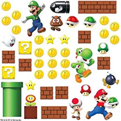 NINTENDO SUPER MARIO ADESIVI PARETE REMOVIBILI