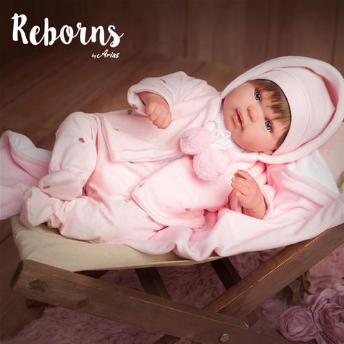 ARIAS - BAMBOLA REBORN CON COPERTA ROSA