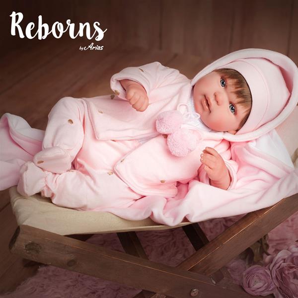 ARIAS - BAMBOLA REBORN CON COPERTA ROSA