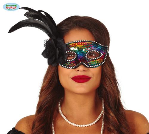 MASCHERA MULTICOLOR CON PIUMA
