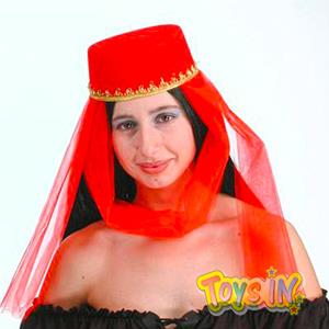 CAPPELLO ODALISCA ROSSA IN BIFLOCCATO