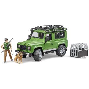 BRUDER LAND ROVER DEFENDER STATION WAGON CON GUARDIA FORESTALE E CANE