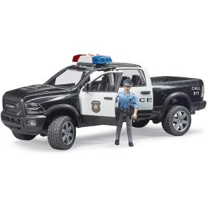 BRUDER RAM 2500 TRUCK DELLA POLIZIA CON POLIZIOTTO E ACCESSORI