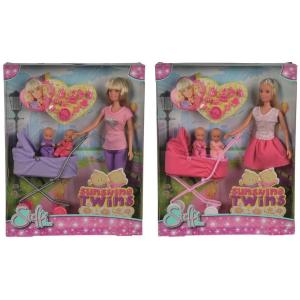 STEFFI LOVE BAMBOLA CON CARROZZINA, 2 BEBE E ACCESSORI