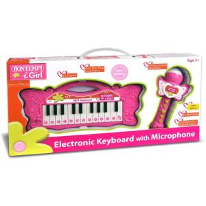 I GIRL TASTIERA 24 TASTI CON MICROFONO KARAOKE ROSA