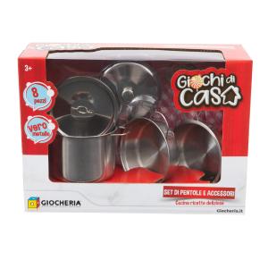 GIOCHI DI CASA - SET DI PENTOLE E ACCESSORI 8PZ METALLO