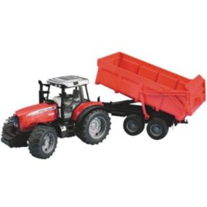 BRUDER TRATTORE MASSEY FERGUSON CON RIMORCHIO RIBALTIBILE